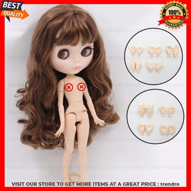 Neo 12" Blythe Doll Nude BJD From Factory Matte Face Brown Hair 1/6 Joint Body