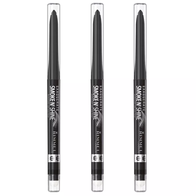 Rimmel Exaggerate Shine On Smokeys Gel Eyeliner Matita Occhi Nero 001 28G x 3