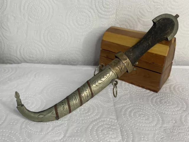 Old Khanjar Dagger Knife Jambiya Vintage Islamic Yemeni Handmade Koummya Arabic