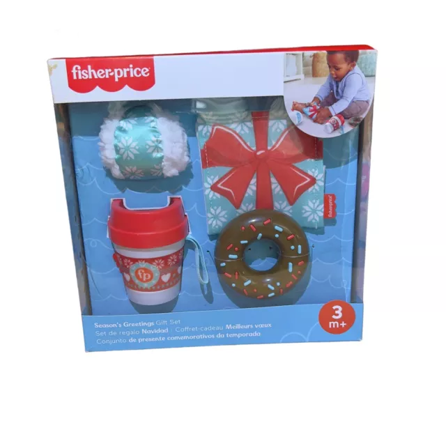 Fisher-Price Season’s Greetings Baby Gift Set Crib Toys 4 Pieces Christmas 3M +
