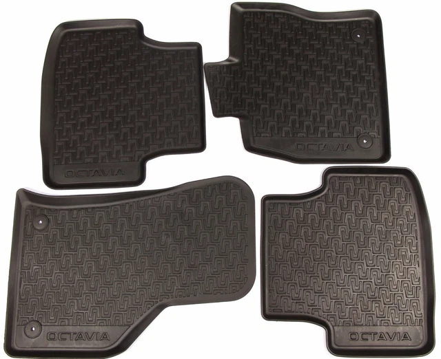 Tapis de Sol Antidérapants pour Skoda en Caoutchouc Noir 4 Pcs