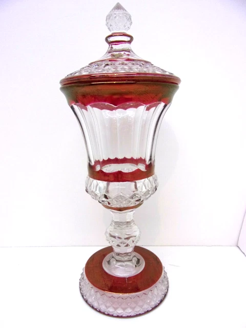 Westmoreland Ruby Flash Candy Jar Urn Apothacary Jar With Lid