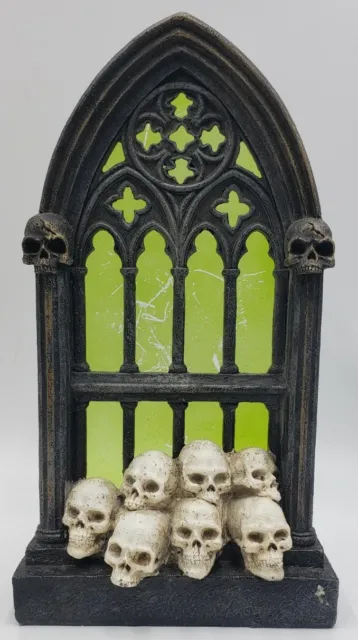 ASHLAND Mystic Moon HALLOWEEN Faux Stained Glass Window SKELETONS 13 ”  Spooky.