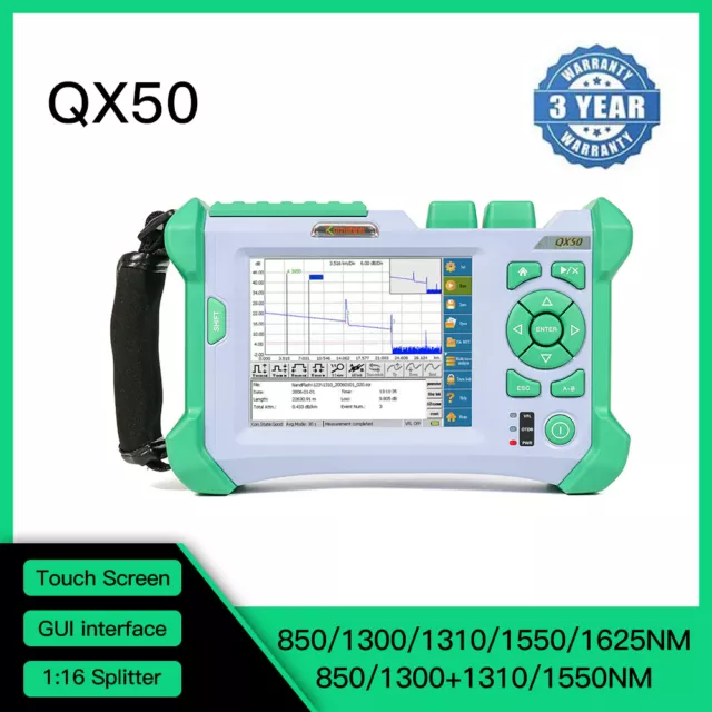 KomShine QX50 Optic Fiber OTDR MM 850/1300 SM 1310/1550 PON 1625nm,Splitter 1:16