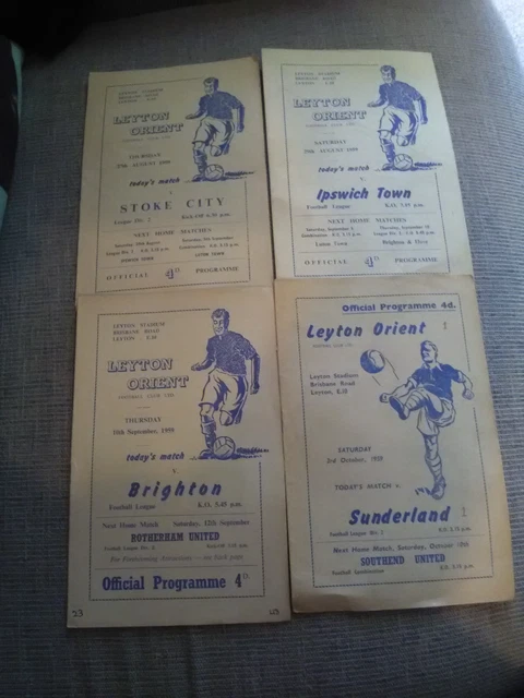 D7a Programmes FOUR LEYTON ORIENT home programmes, Season 1959/60, Division Two £5.40 ...