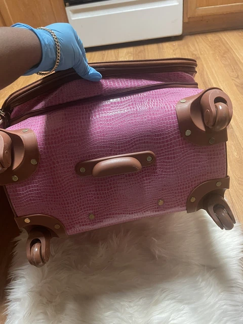 SAMANTHA BROWN classic CROC EMBOSSED 25" SPINNER WHEELED RADIANT ORCHID/CAMEL 24