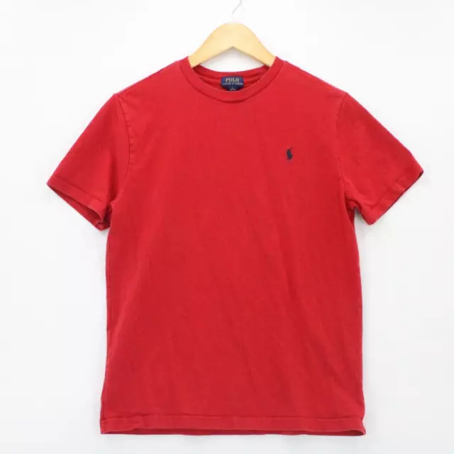 Polo Ralph Lauren Shirt Kids Red Solid Short Sleeve Logo Embroidered Size Large