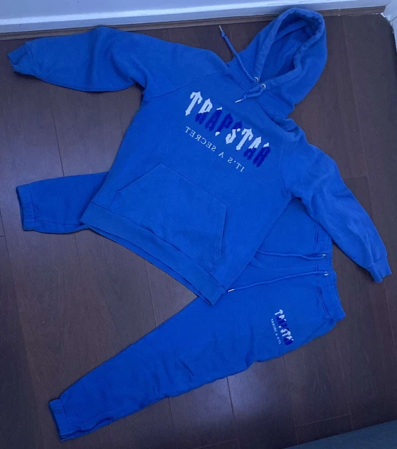 TRAPSTAR CHENILLE DECODED Hooded Tracksuit Dazzling Blue/White Size