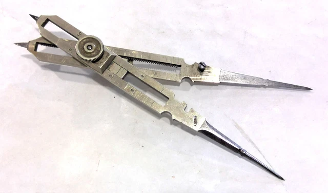 ANCIEN MAGNIFIQUE COMPAS REDUCTIONS PROPORTIONS A CREMAILLERE A.DEBAS ...
