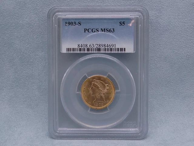 PCGS Certified 1903-S Liberty Head $5 Gold Coin MS63