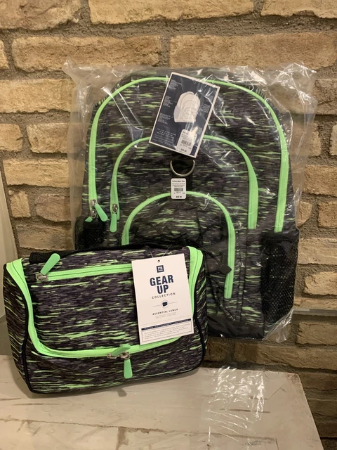 Pottery Barn Gear-Up Green Static Large Backpack Lunchbox Set Teen New