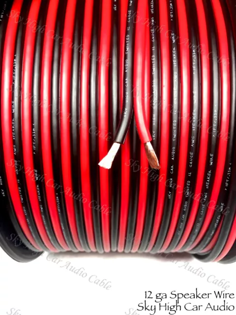 250' feet TRUE 12 Gauge AWG RED/BK Speaker Wire W/ SPOOL Car Home Audio ft GA