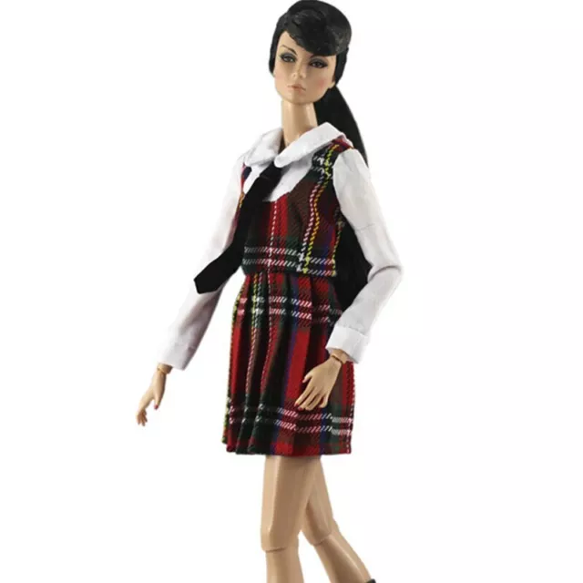 Red Plaid Student Clothes For 11.5" 1/6 Doll Dress Cosplay Gown 1/6 Accessories 2