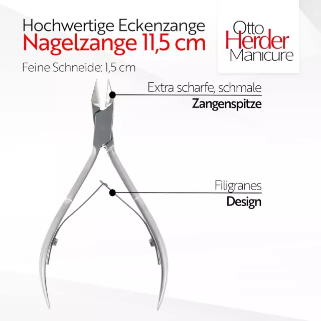 OTTO HERDER NAGELZANGE - Eckenzange Spitz 11.5 Cm Aus Edelstahl Gegen Eingewachs 2