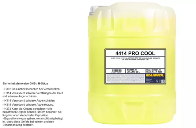 Refrigerante antigelo radiatore 20 L MANNOL 4414 PROCOOL -40°C GIALLO ANTIGELO