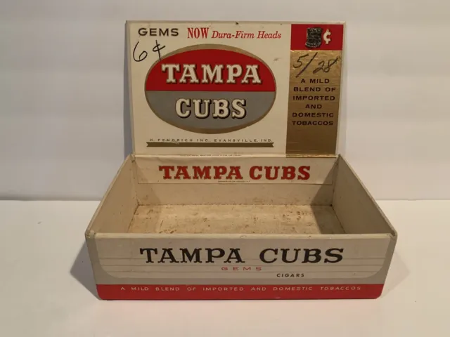 Rare Vintage TAMPA CUBS Gems Cigar Box 5c H Fendrich Fast Free Ship