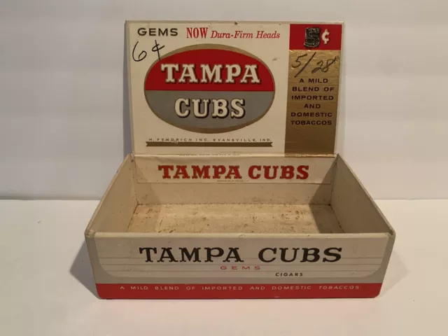 Rare Vintage TAMPA CUBS Gems Cigar Box 5c H Fendrich Fast Free Ship