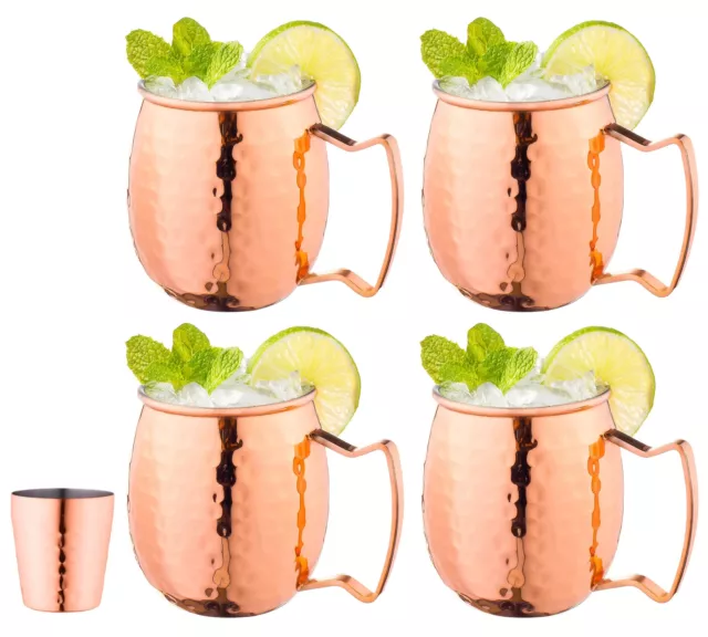 "Authentic Moscow Mule Copper Mugs Set | Classic Drinkware for Refreshing Bevera