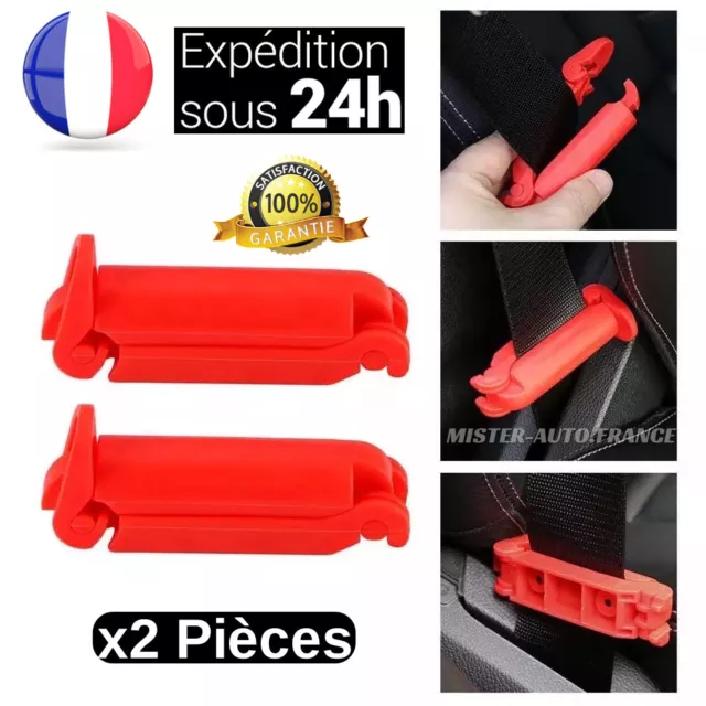 Lot de 2 Pince Clip Ceinture de sécurité stop Bloque ceinture enfant siège  auto