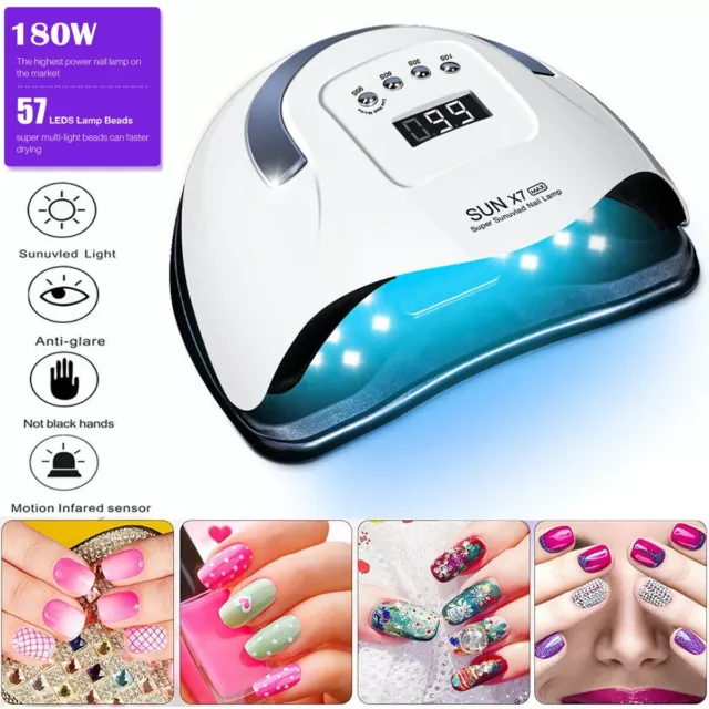 Profesional LED UV Secador de uñas Gel Polaco Lámpara Salón Manicura MAX 180W