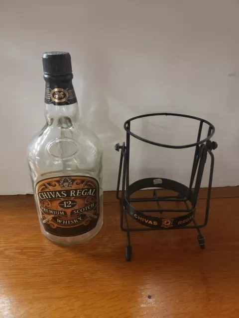 Chivas Regal Premium Scotch Whiskey Bottle (Empty) in Cradle