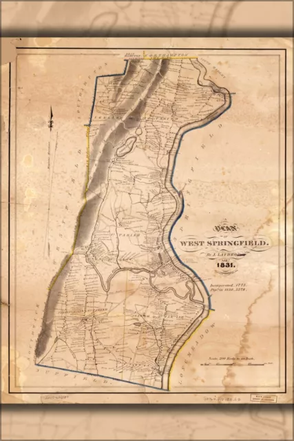 Poster, Many Sizes; Map Of West Springfield  Massachusetts 1831