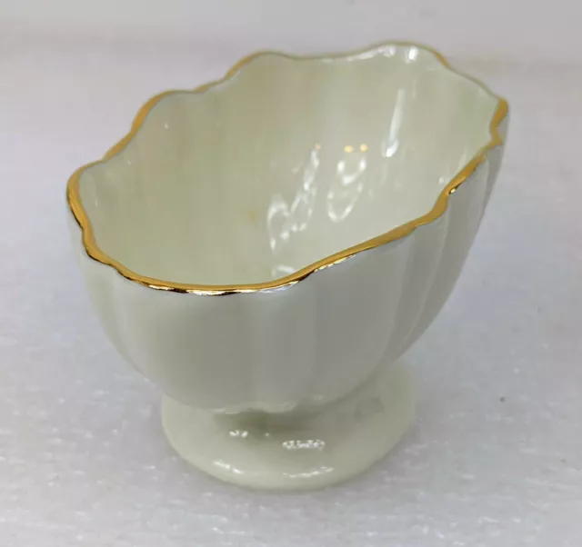 Lenox Small Oval Sculpted Footed Ivory Bowl w/Gold trim - 4 1/2" Mint Condition