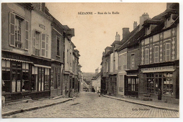 SEZANNE - Marne - CPA 51 - les magasins de la rue de la halle
