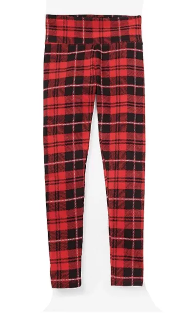 NWT Justice Girl's Leggings Pants Red Black Plaid Holiday Christmas Sz 6