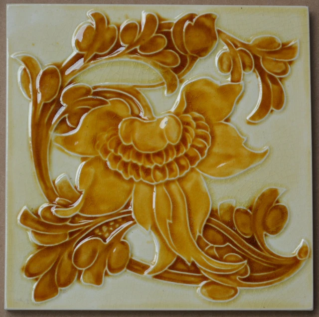 Antique Pilkington's England - Art Nouveau Majolica Tile C1900