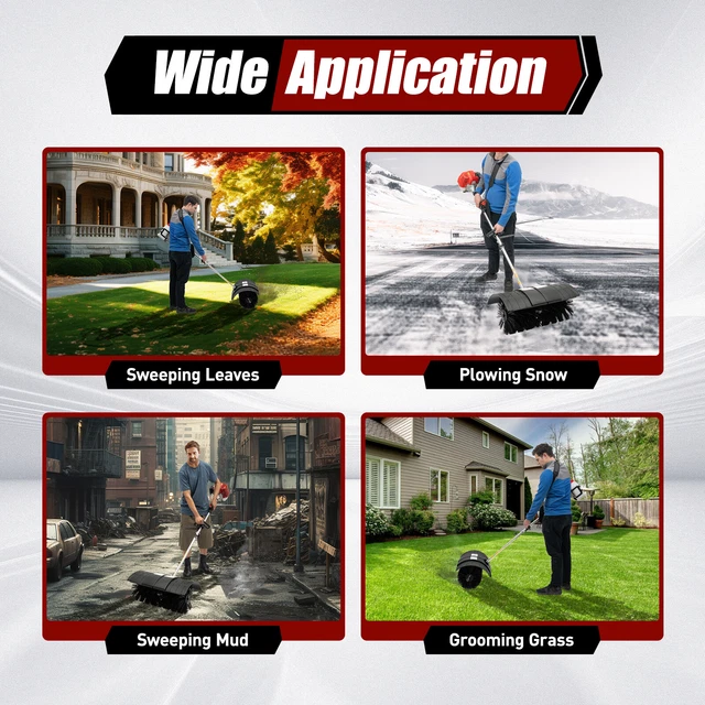 2 STROKE GAS Power Brush Broom Sweeper for Artificial Grass Patios