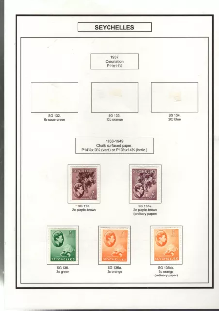 Seychelles George 6Th 1938-52 Detailed Values Mint To 5 Rupees. Inc Shade/Paper