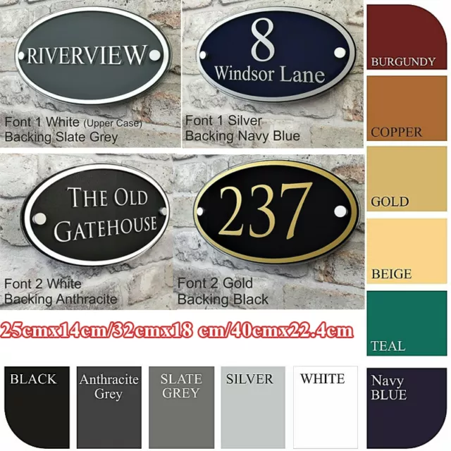 Custom House Number Plaque Address Name Door Sign Contemporary Oval Acrylic