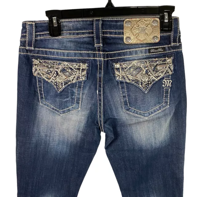 NWT Miss Me Jeans Womens Size 26 Boyfriend Ankle Denim Embellished Flap Pockets