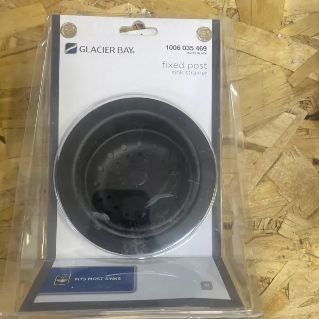 Glacier Bay Fixed Post Kitchen Sink Strainer Stainless Steel with matte black