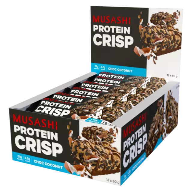 [BB 04/2024] MUSASHI Protein Crisp 12 x 60g Bars - Choc Coconut Flavour P21g