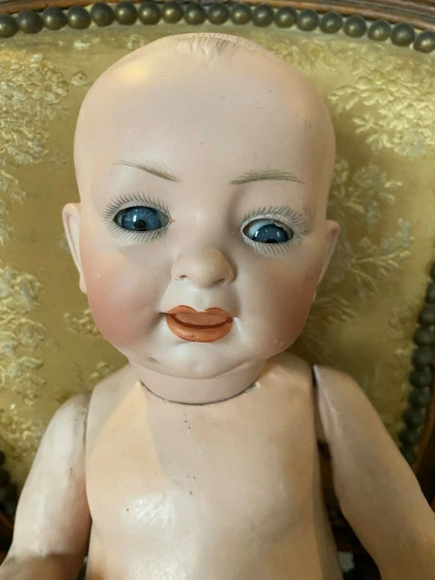 Ancienne Poupée Française En Porcelaine - Bébé Triple Faces - Taille Bleuette 27 Cm