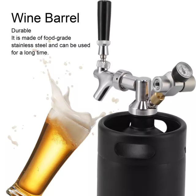 Fass Bierfass 2L mit Zapfhahn Edelstahl Gas Getränke Bier Cola Hobbybrauer