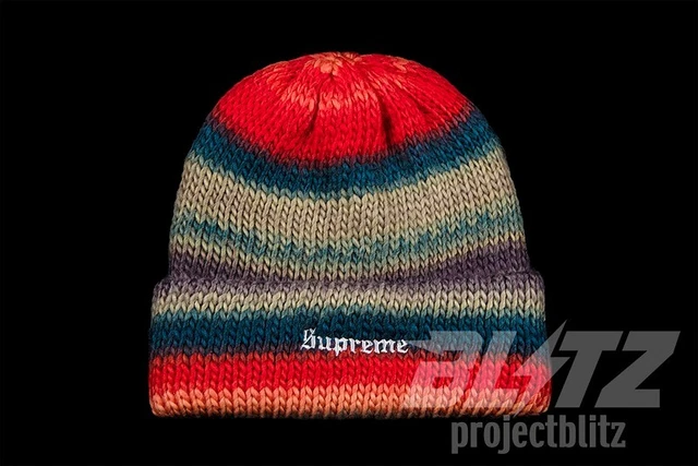 Supreme Ombre Stripe Beanie Navy Multi-Color Fw22