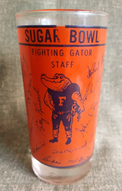 GATORS SUGAR BOWL 1966 Spurrier MVP DRINK GLASS University Florida Gainesville