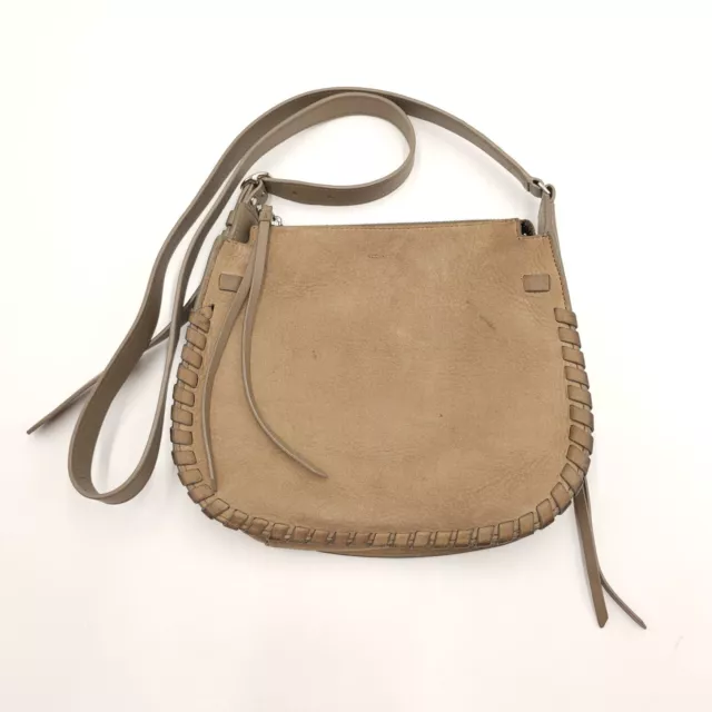 All Saints Tan Leather Crossbody Purse Distressed