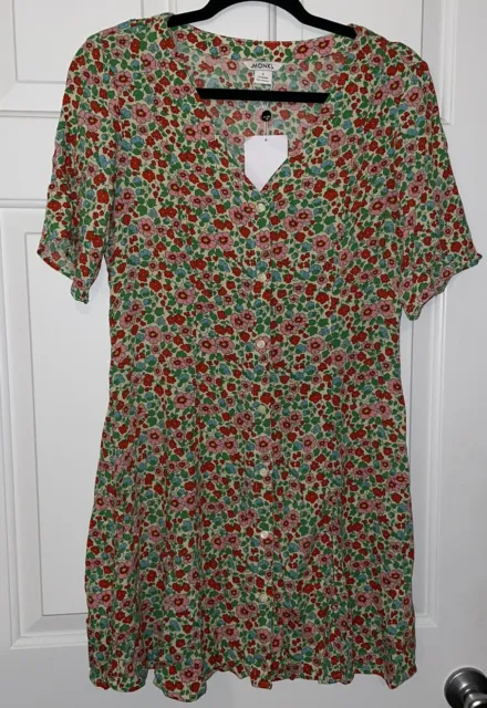 Asos Monki Womens Oversized Button Through Mini Dress In Floral Size Small NWT