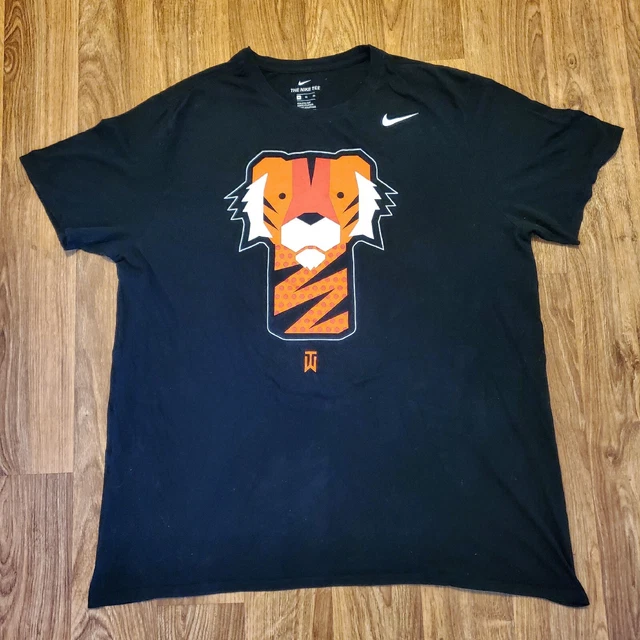 Nike Tiger Woods Golf Mens Tee Shirt Black Frank Club Head Cover Sz XL