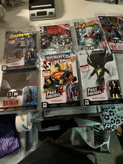 7 dc comic books with action figure lot
