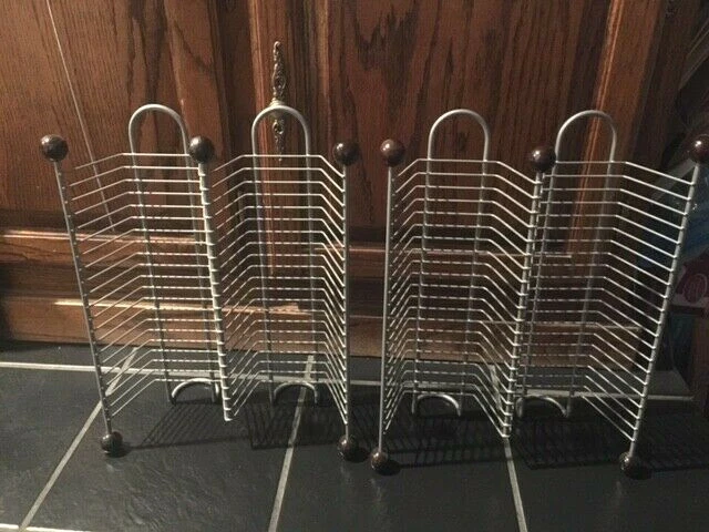 TWO Sleek Metal CD Stands Holders Racks TABLETOP USE *Holds 80 Jewel Cases CDs