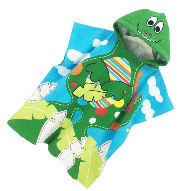 Accappatoio da bagno creativo cotone dinosauro con cappuccio cotone traspirante asciugamano da bagno per bambini