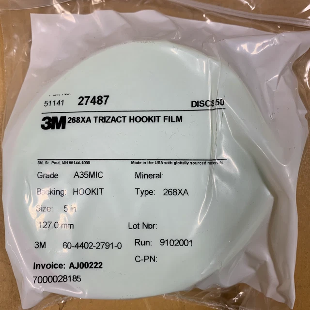 3M 268XA TRIZACT HOOKIT FILM 5" Grade: A35MIC Lot of 600 discs