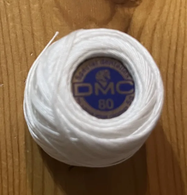 DMC #80 White Fine Crochet Cotton Lacemaking Tatting Embroidery Thread 5g