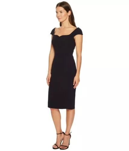 ZAC POSEN Womens 8 Black Mini Dress Sweetheart Neckline Bonded Crepe Cap Sleeve