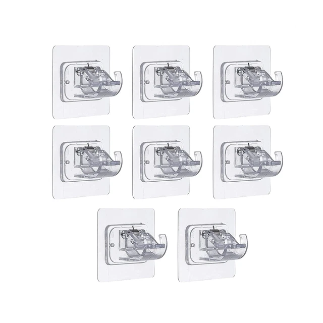 8 PCS No Drill Rideau Rods Brackets Storage Hooks Clamp H3G99450